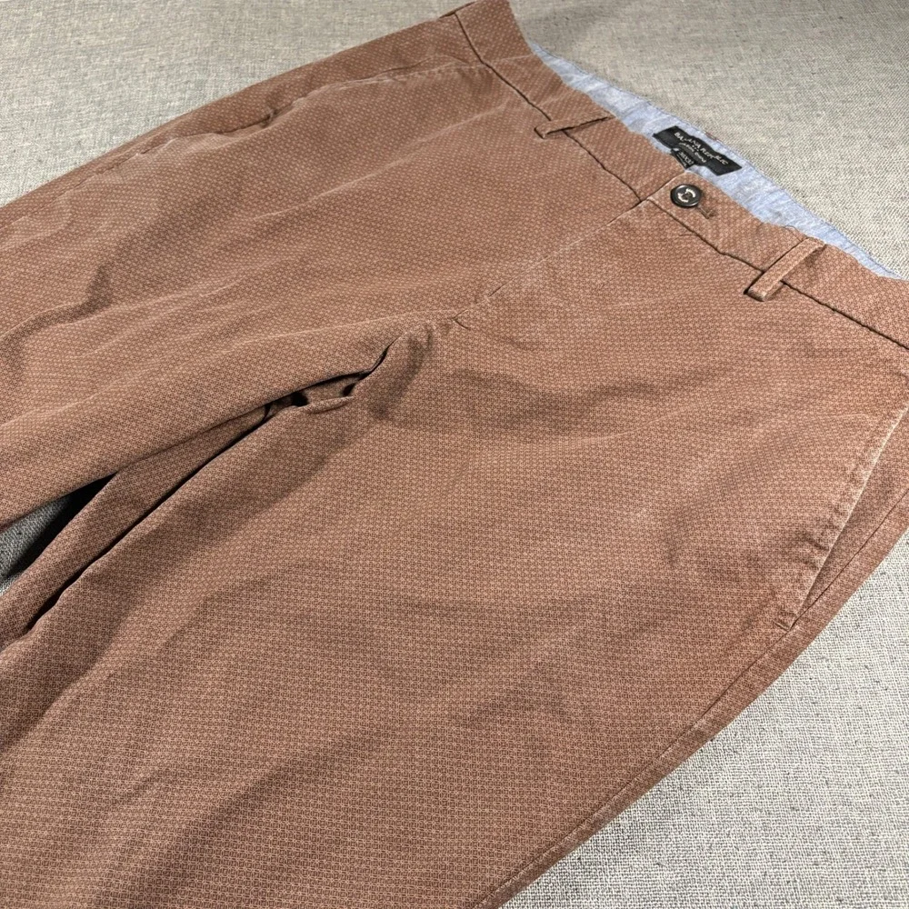Banana Republic Mason Chino Mens 36x32 Brown Geometric Pattern Stretch Pants